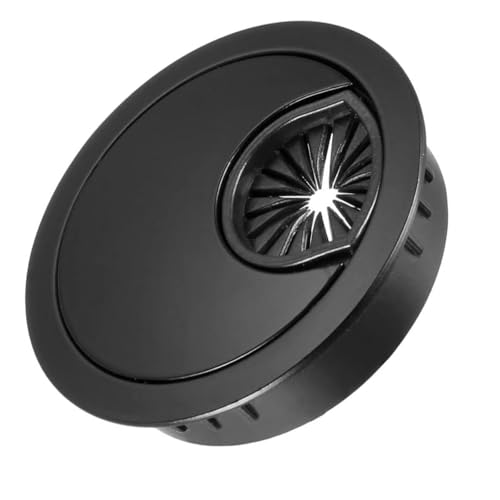 The AutoStory Aluminum Alloy Desk Grommet – Round Metal Cable Wire Hole Cover with Flip Dust-Proof Lid for Office Desk, Computer Table, TV Cabinet & Furniture – Cord Organizer (60mm Round, Black) - Image 1
