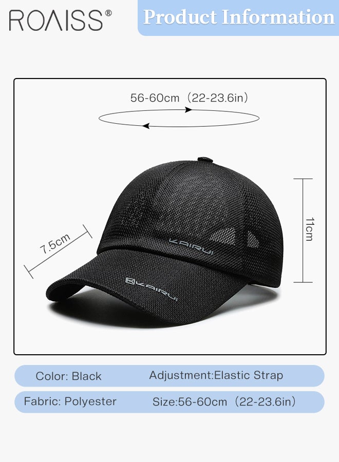 roaiss Summer Mesh Baseball Cap for Men Women Adjustable Breathable Cap Outdoor Sports Quick Dry Cool Running Hat Casual Trucker Hat Black  - Image 3