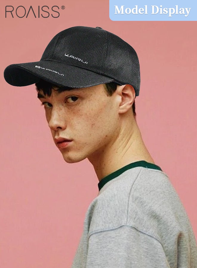 roaiss Summer Mesh Baseball Cap for Men Women Adjustable Breathable Cap Outdoor Sports Quick Dry Cool Running Hat Casual Trucker Hat Black  - Image 2