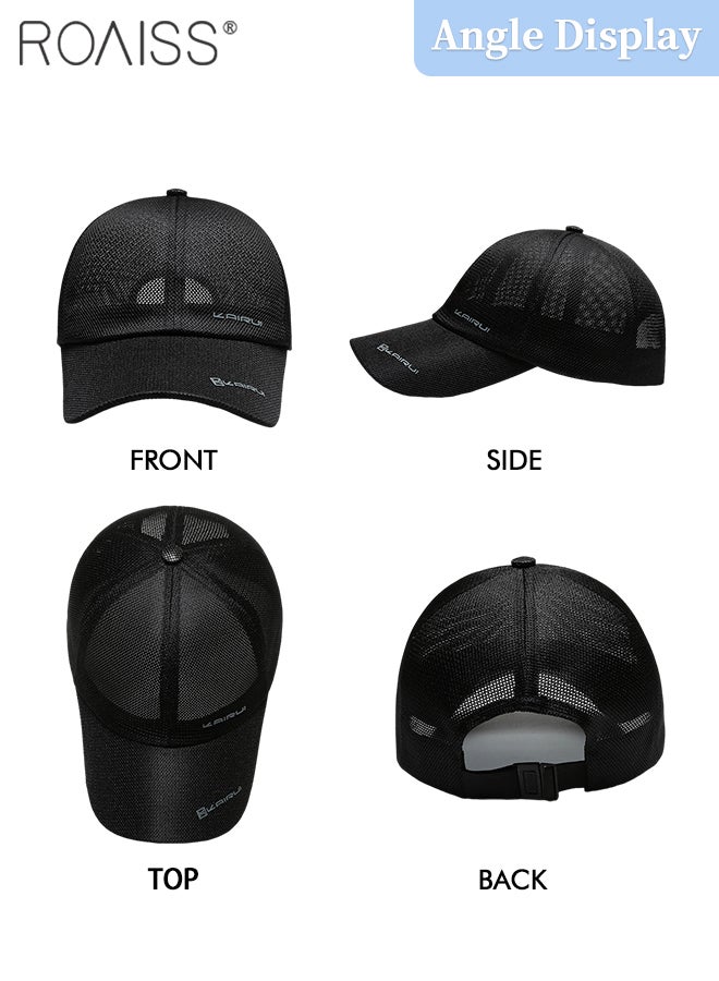 roaiss Summer Mesh Baseball Cap for Men Women Adjustable Breathable Cap Outdoor Sports Quick Dry Cool Running Hat Casual Trucker Hat Black  - Image 4