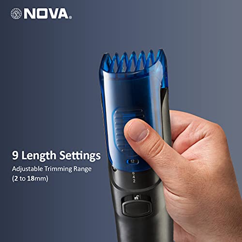 Nova NHT-1071 Titanium Coated Cordless: 45 Minutes USB Trimmer for Men (Black/Blue) - Image 5
