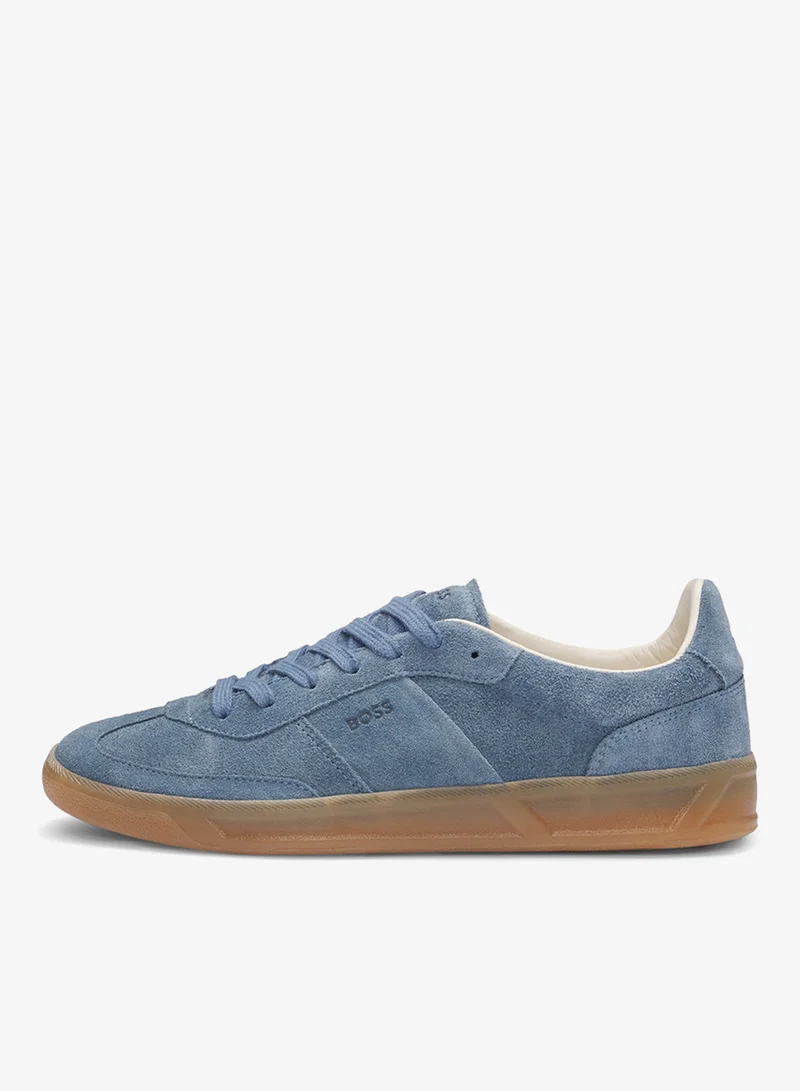 BOSS Suede lace-up trainers with logo detail
