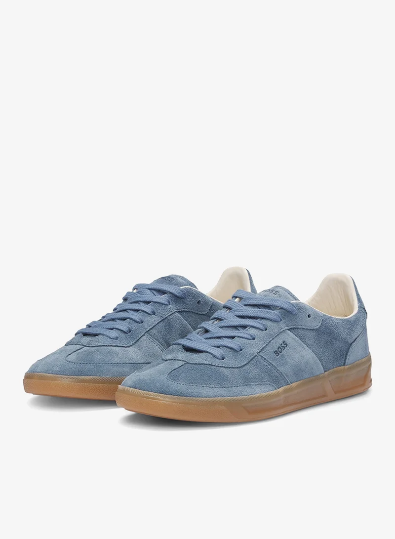 BOSS Suede lace-up trainers with logo detail