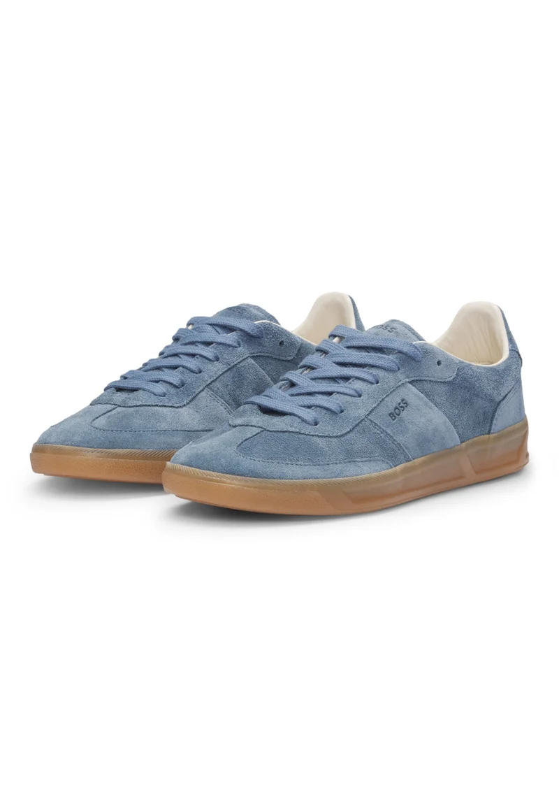BOSS Suede lace-up trainers with logo detail