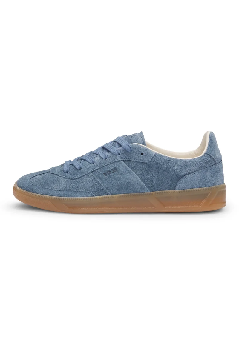 BOSS Suede lace-up trainers with logo detail