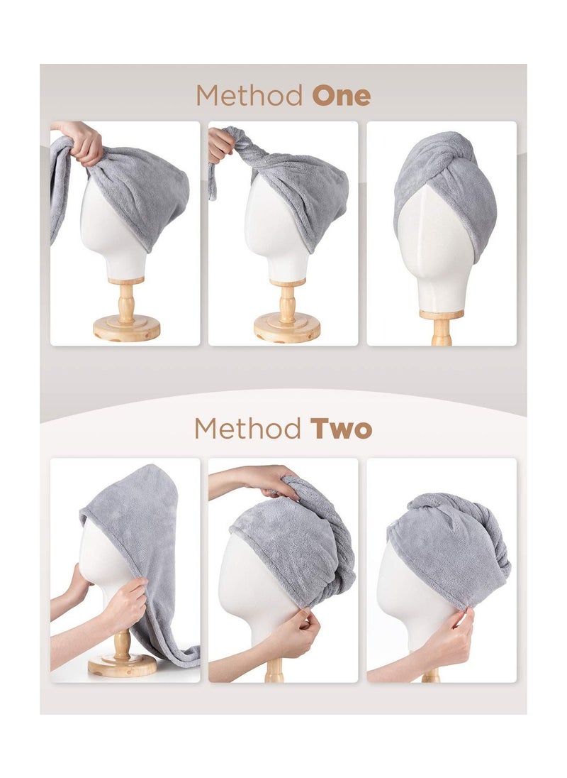 KHAJUL 3 Packs Microfiber Hair Towel for Wet Hair Pink Blue Grey  - Image 3