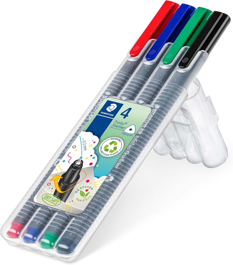 Staedtler Triplus Fineliner Pen Set - Pack of 4 - Image 1