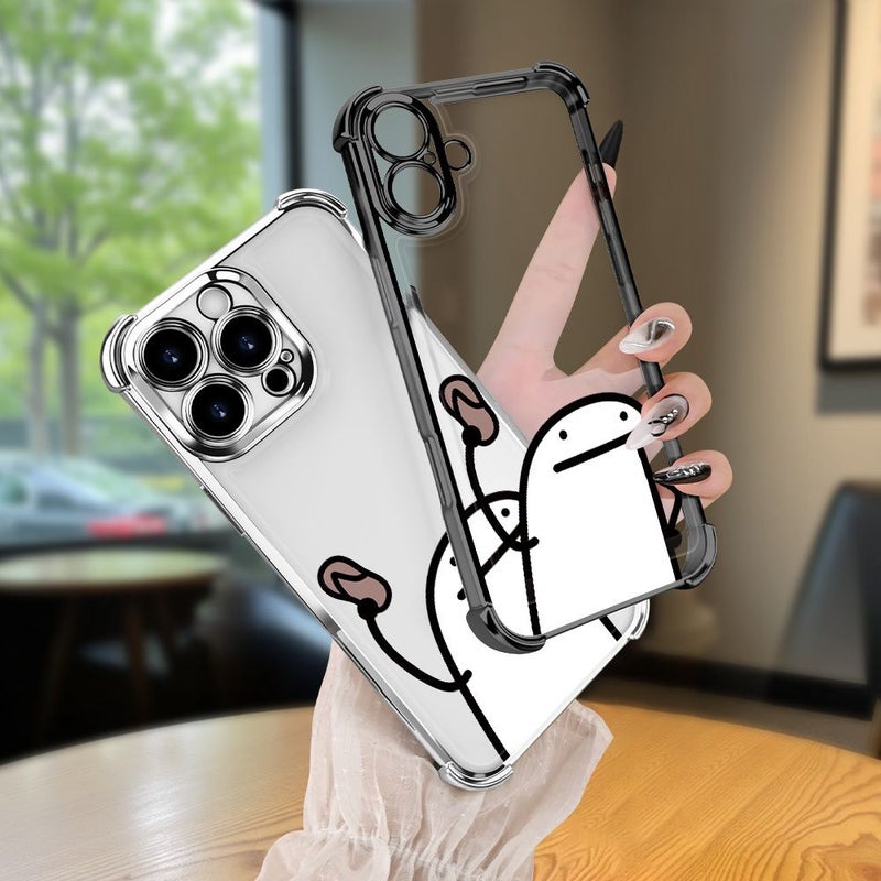 حالة هاتف شفافة فضية بأربع زوايا مقاومة للسقوط، مطلية بالكهرباء، لأجهزة iPhone 11، مانعة للسقوط، بتصميم بسيط على نمط الأسلوب البسيط الداخلي. - Image 3