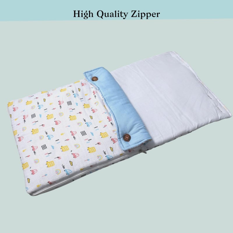 Fabrify 3 in 1 Baby Sleeping Bag & Carry Nest | Muslin Cotton Bedding Set for Infants & New Born Baby | Portable/Travel & Skin Friendly | 0-6 Months (car 2) - Image 4