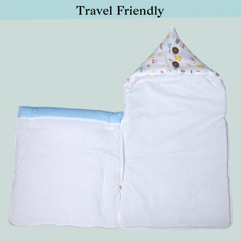 Fabrify 3 in 1 Baby Sleeping Bag & Carry Nest | Muslin Cotton Bedding Set for Infants & New Born Baby | Portable/Travel & Skin Friendly | 0-6 Months (car 2) - Image 3