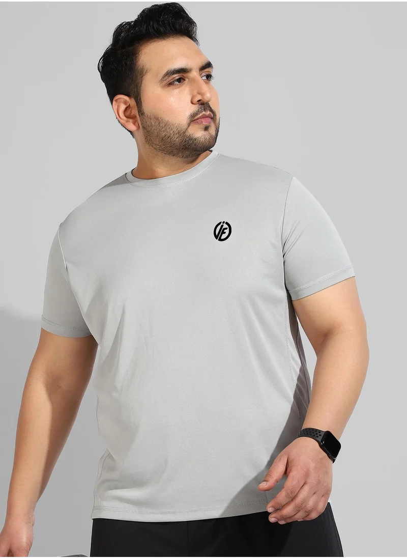 Instafab Plus Men's Solid Grey Regular Fit Activewear T-Shirt