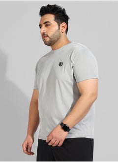 Instafab Plus Men's Solid Grey Regular Fit Activewear T-Shirt  - Image 3