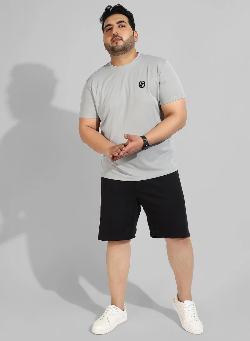 Instafab Plus Men's Solid Grey Regular Fit Activewear T-Shirt