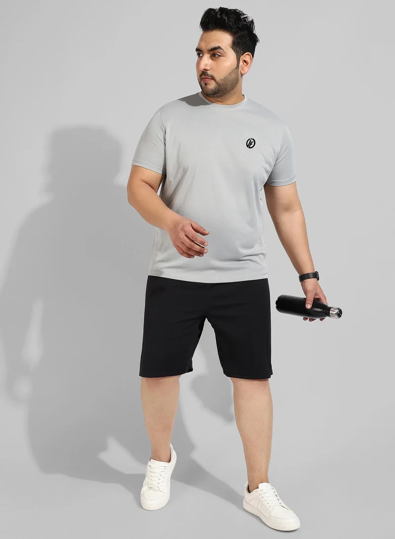 Instafab Plus Men's Solid Grey Regular Fit Activewear T-Shirt