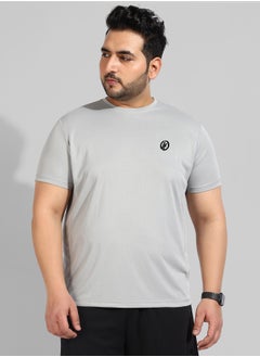 Instafab Plus Men's Solid Grey Regular Fit Activewear T-Shirt  - Image 2
