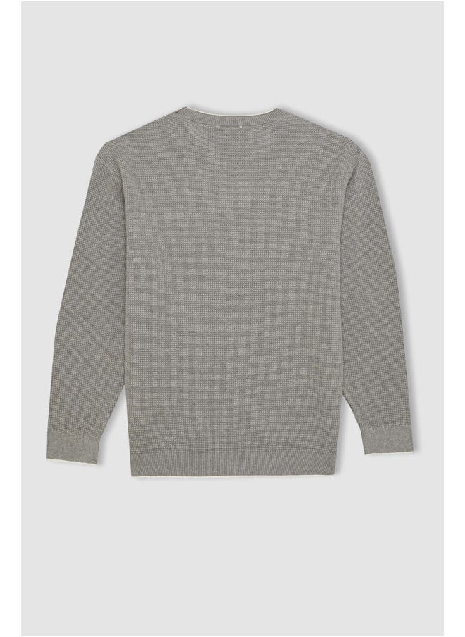 DeFacto Boy Tricot Regular Fit Crew Neck Long Sleeve Pullover  - Image 4