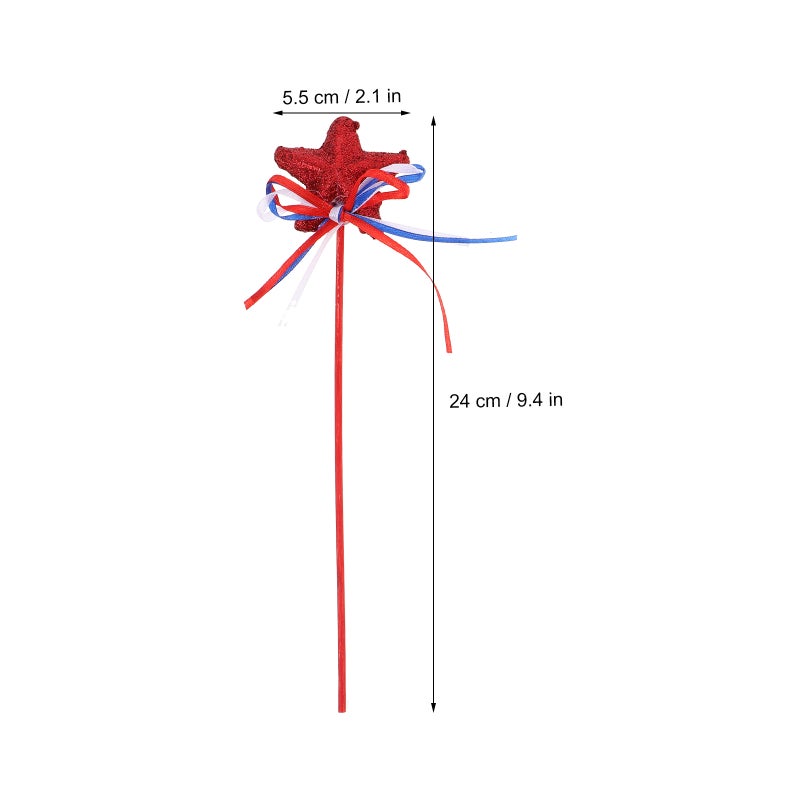 6pcs Independence Day Star Stem Picks: Star with Bowknot Ribbon Patriotic for Celebrations - 4th of July Vase Decor - Image 5