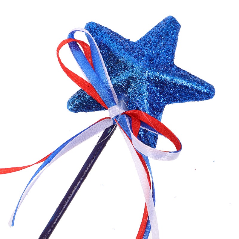 6pcs Independence Day Star Stem Picks: Star with Bowknot Ribbon Patriotic for Celebrations - 4th of July Vase Decor - Image 2
