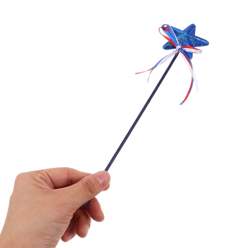 6pcs Independence Day Star Stem Picks: Star with Bowknot Ribbon Patriotic for Celebrations - 4th of July Vase Decor - Image 3