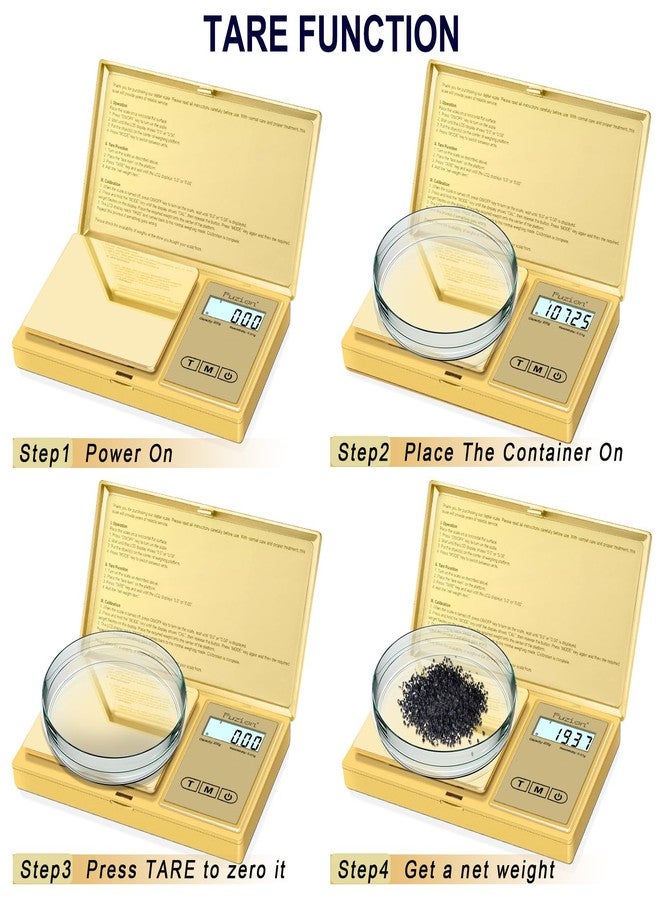 Fuzion Gram Scale, 200gx0.01g Digital Pocket Scale Gold Titanium Plating, High Precision Small Scale, 6 Units Jewelry Scale with Back-Lit LCD, Tare Function for Food, Powder, Herb, Arrow, Travel - Image 5