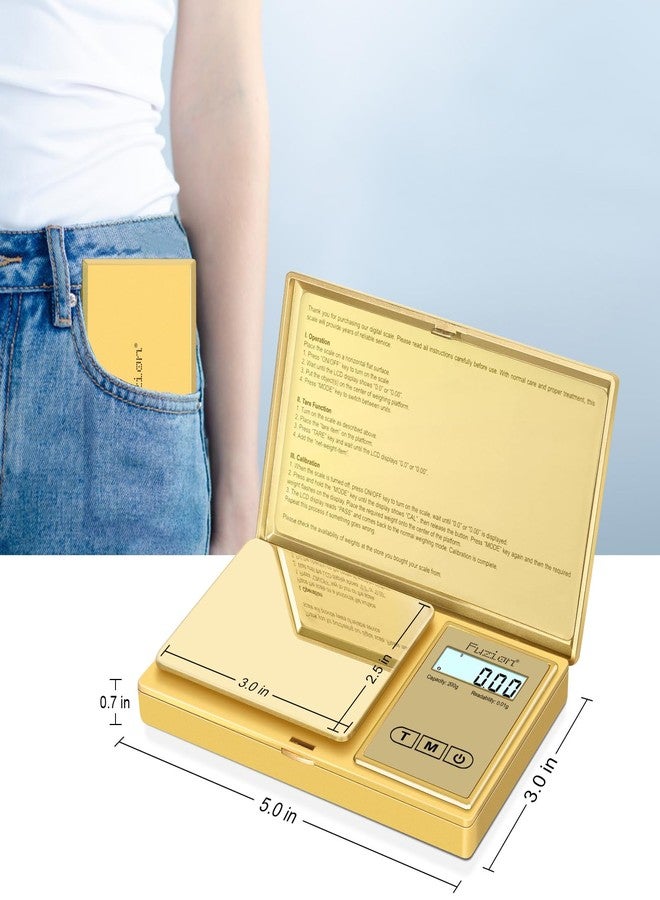 Fuzion Gram Scale, 200gx0.01g Digital Pocket Scale Gold Titanium Plating, High Precision Small Scale, 6 Units Jewelry Scale with Back-Lit LCD, Tare Function for Food, Powder, Herb, Arrow, Travel - Image 3
