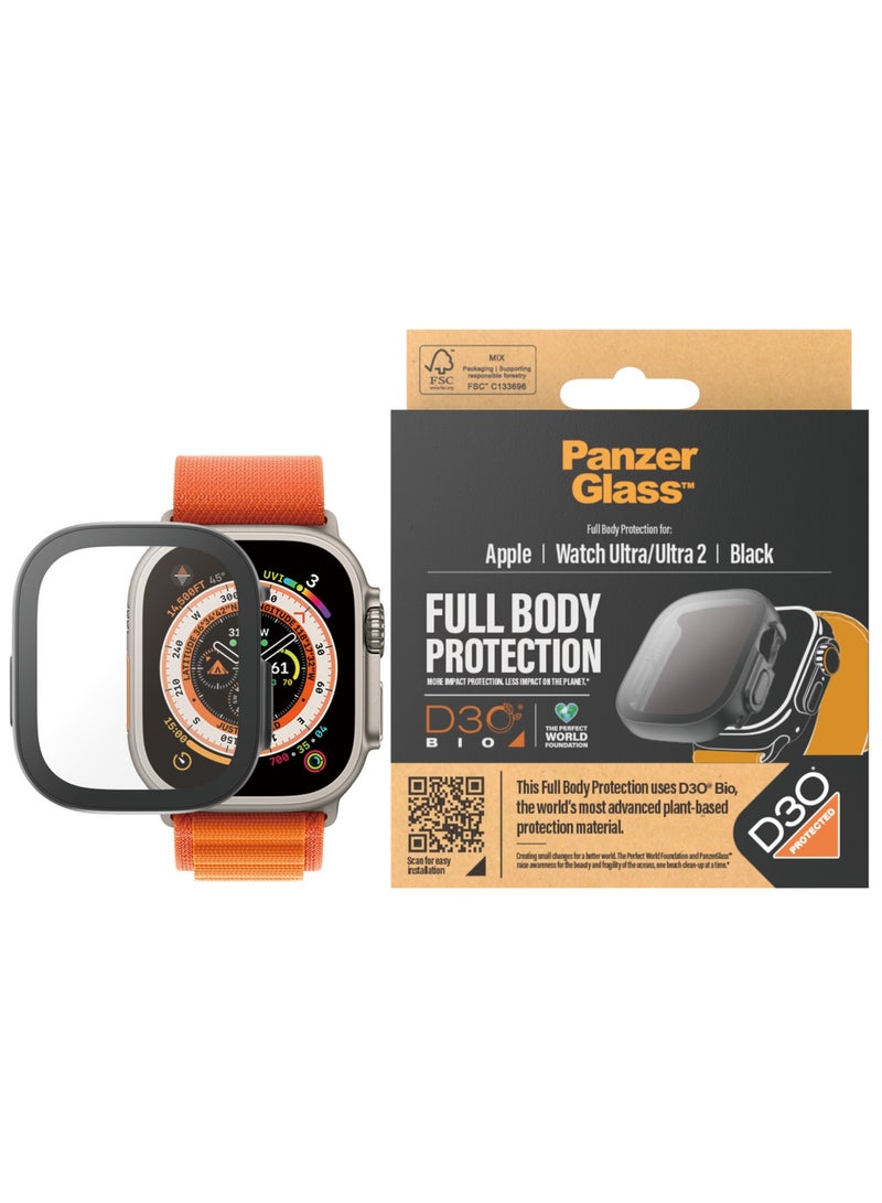 PanzerGlass PanzerGlass™ واقي شاشة لساعة Apple Watch Ultra 2023 - حافظة حماية كاملة للجسم D3O® ضد الخدوش والصدمات، مصنوعة من الزجاج المقوى، 49 ملم أسود - Image 1