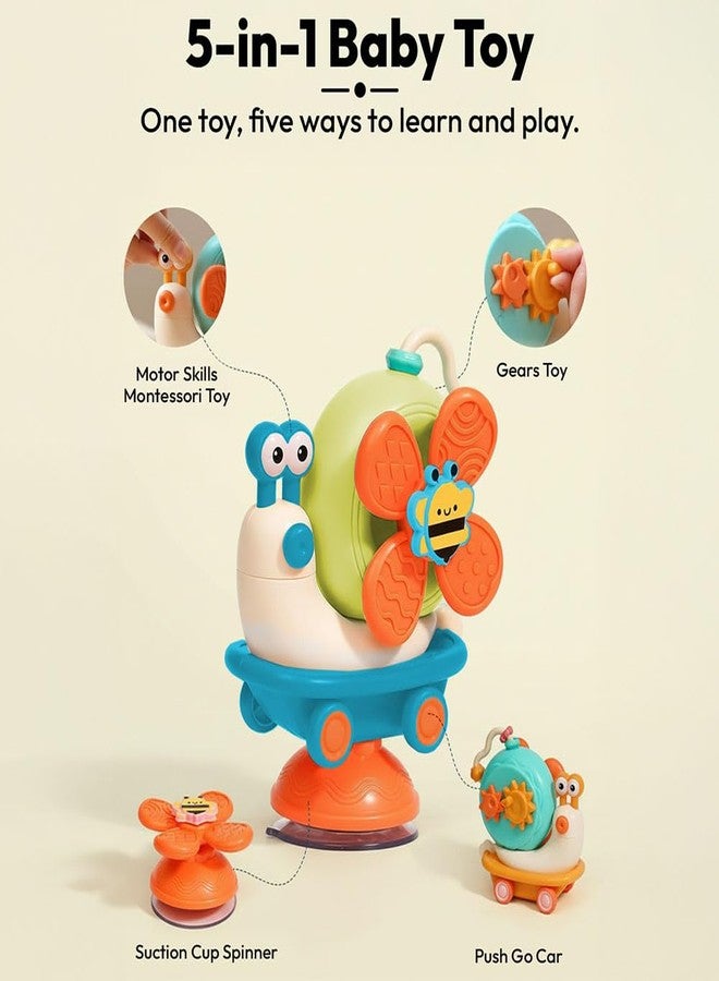 StarAndDaisy Orapple Spinster Toy for Baby 5-in-1 Suction Spinner, Rattle, Friction Car, Windmill & Sensory Play | BPA-Free, Safe & Durable | Interactive Learning Toys for 6+ Months Kids - Image 2