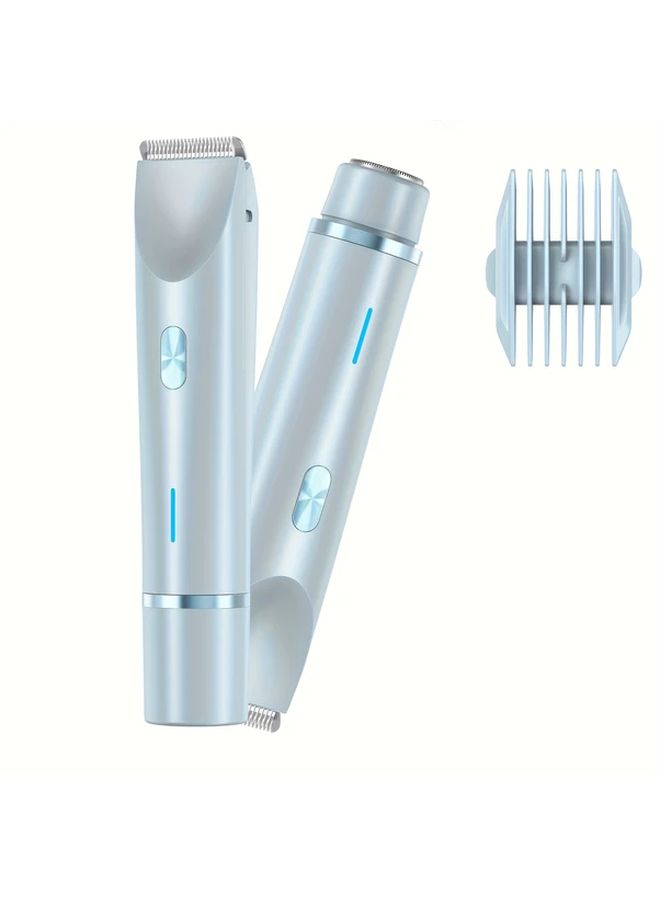 2 In 1 Women Electric Shaver for Bikini Lips Eyebrows Face Legs Underarms Wet Dry Hair Remover Portable Bikini Trimmer Adjustable Rechargeable Cordless USB Charging Gentle Effective Black - Image 4