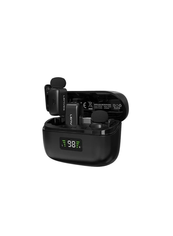 LENYES LM206-TC 3-Level Noise Reduction Mini Fingertip USB-C Microphone, Black - Image 1