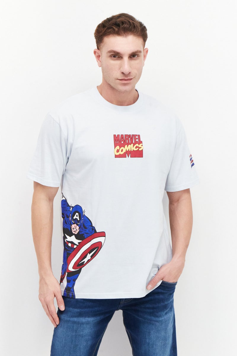 MARVEL Men Crew Neck Short Sleeves Printed T-Shirt, Light Blue - Image 1