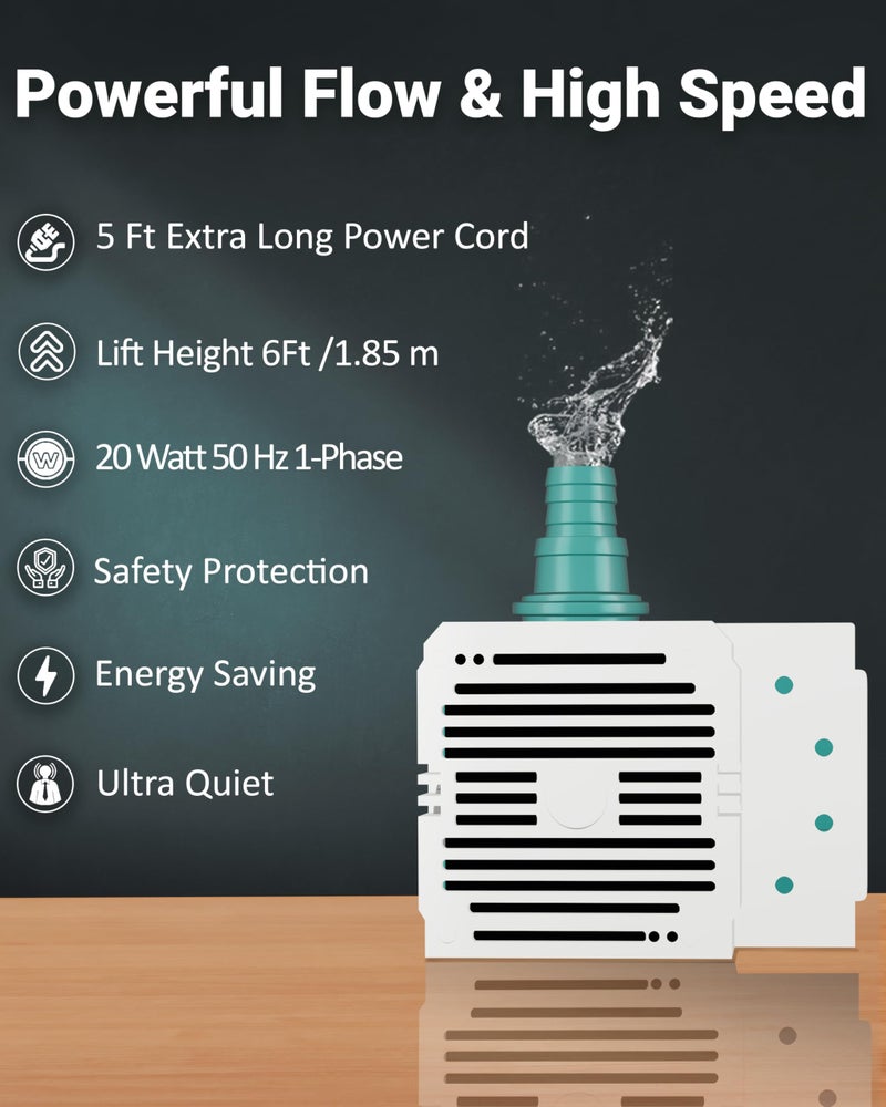 FEDUS 20 Watt Cooler Pump Water Pump, Submersible Pump for Aquarium, Fountain Pump, Cooler Water Pump, Cooler Water Pump, Fountain Motor Pump Small, Aquarium Pump for Desert Air Cooler, Aquarium,Cyan - Image 3
