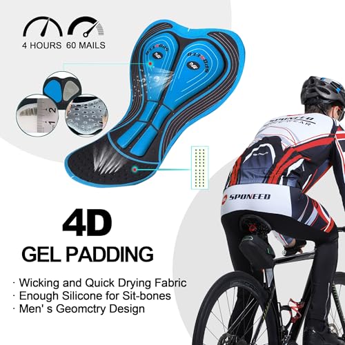 sponeed Men Pants for Bicycle Riding Long Sleeve Leggings Ride Padded Gear Cycling Bottoms US L Red White - Image 4