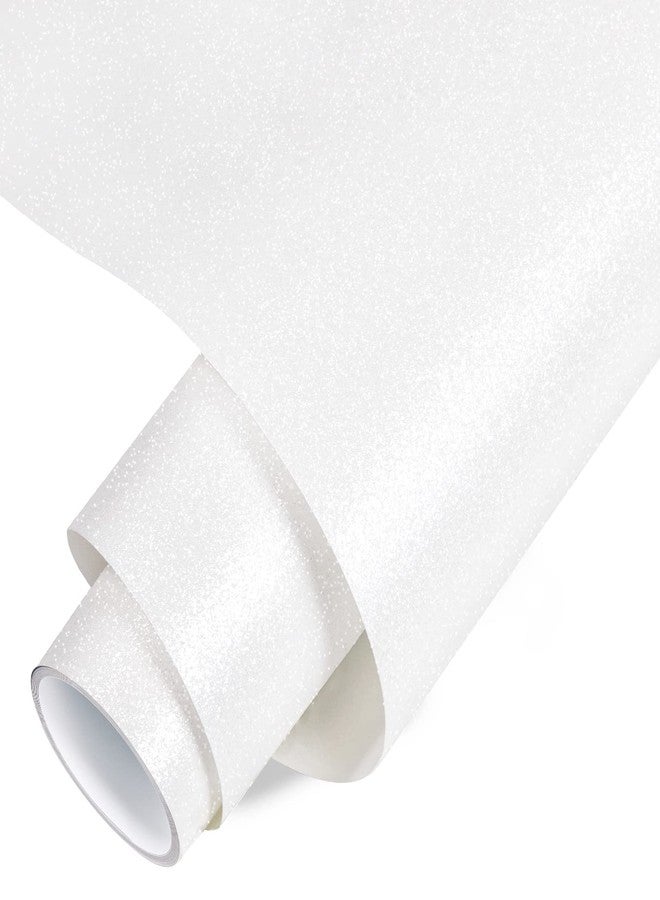 VINYL FROG Shimmer Adhesive Vinyl 12"x60" White Glitter Craft Permanent Vinyl for Craft Cutter for Home Decor - Image 1