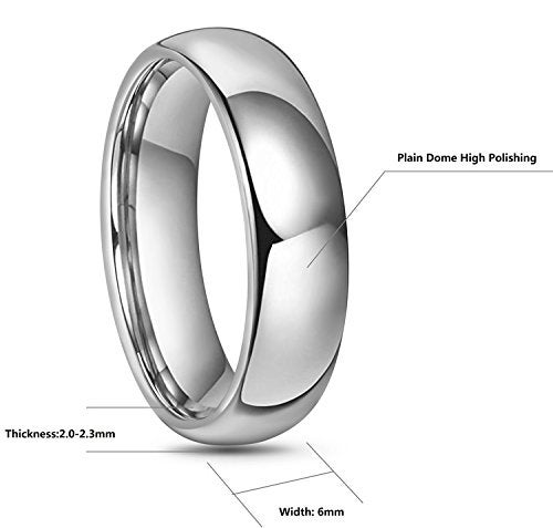 CROWNAL 4mm 6mm 8mm 10mm Tungsten Wedding Band Ring Men Women Plain Dome Polished Size Comfort Fit Size 3 To 17 (6mm,10.5) - Image 3