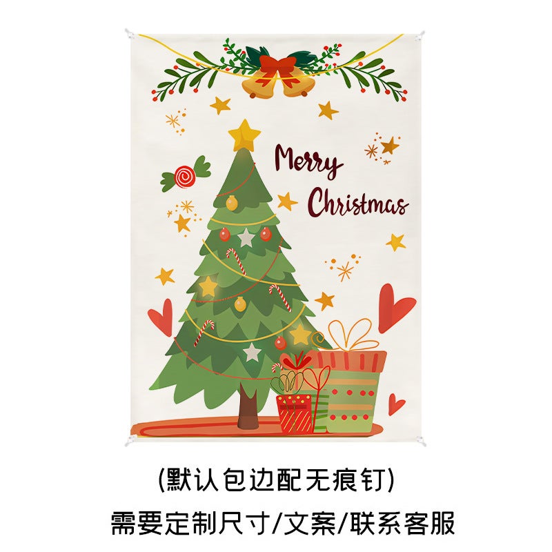 Christmas Theme Hanging Cloth Net Red Activity Party Po Clock Background Cloth Shopping Mall Door Atmosphere Decorative Cloth - Image 1