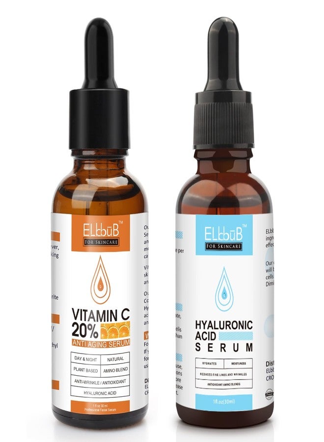 ELBBUB Anti Aging Vitamin C Serum Hyaluronic Acid Serum Set - with Hyaluronic Acid, Skin Care Set Boost Skin Collagen,Hydrate & Plump Skin, Anti Aging & Wrinkle Facial Serum - Image 1