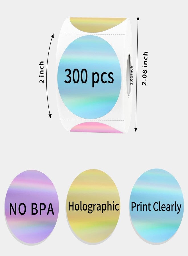 STARLIBOO 2 Inch Round Holographic Thermal Label Stickers, Glitter Circle Thermal Printer Sticker Labels, Self-Adhesive Direct Labels for Gift Wrapping-5 Colors - Image 2