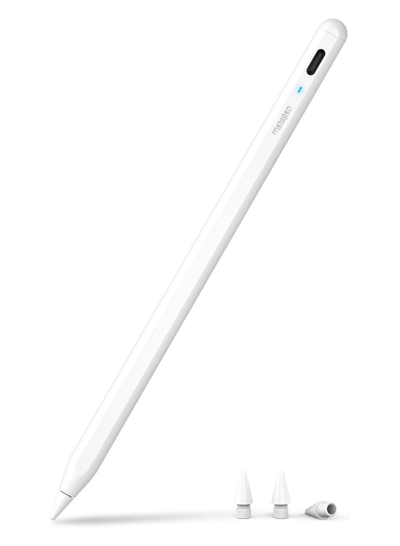 قلم ميتابين A8 لجهاز ابل ايباد 2018-2024، (دقة بكسل 0.1 ملم) شحن اسرع مرتين، قلم ستايلس حساس للإمالة لايباد 10/9/8/7/6، ايباد برو 12.9/11/13 بوصة M4، ايباد اير 3/4/5/M2، ايباد ميني 5/6 - Image 1