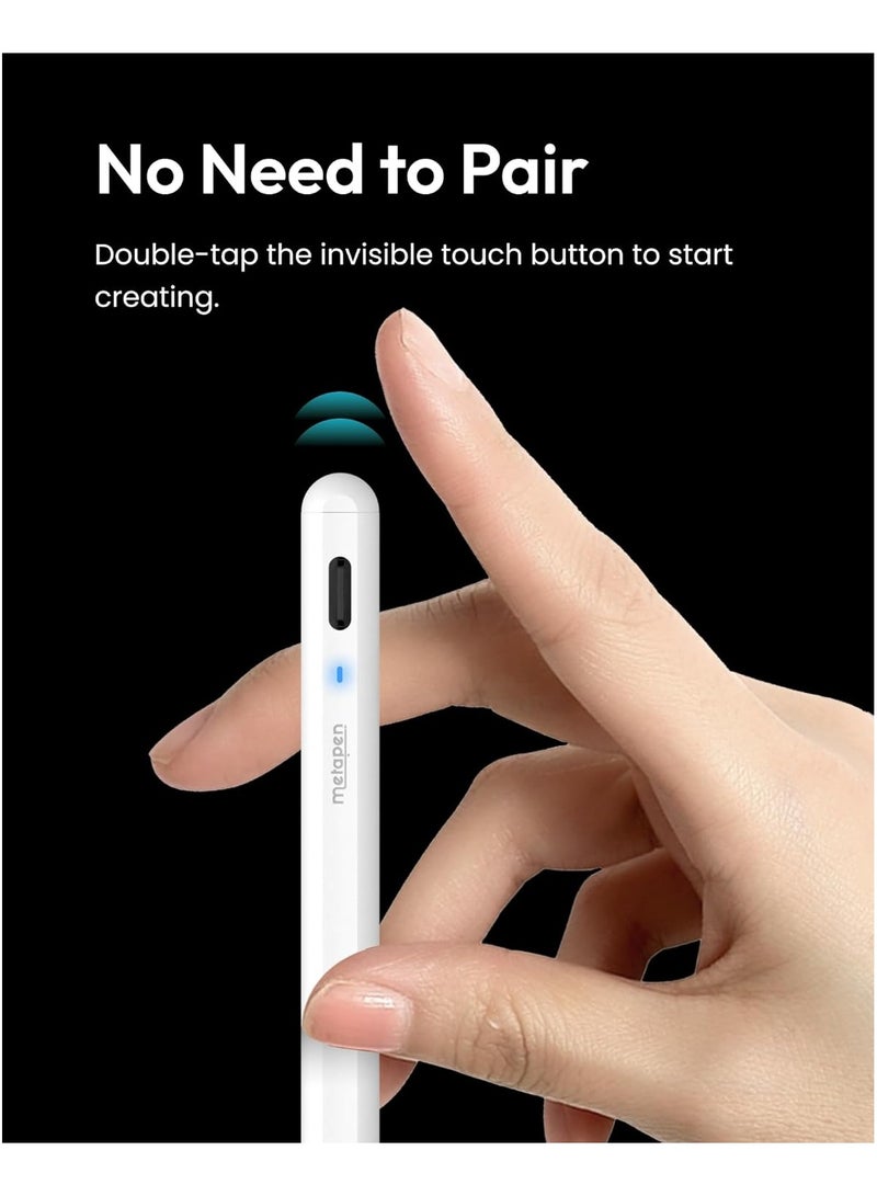 قلم ميتابين A8 لجهاز ابل ايباد 2018-2024، (دقة بكسل 0.1 ملم) شحن اسرع مرتين، قلم ستايلس حساس للإمالة لايباد 10/9/8/7/6، ايباد برو 12.9/11/13 بوصة M4، ايباد اير 3/4/5/M2، ايباد ميني 5/6 - Image 5