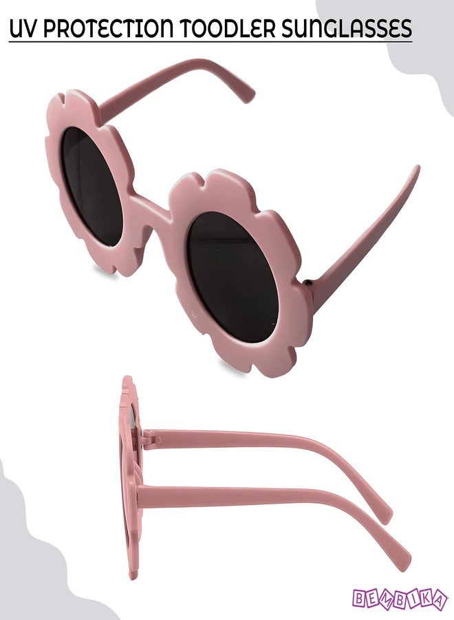 BEMBIKA Fashionable Sunglasses for Kids Baby Girls and Baby Boys, Stylish Eyewear for Kids Flower Design Glasses for Kids Fancy Style Goggles (Flower Dusky Rose) - Image 2