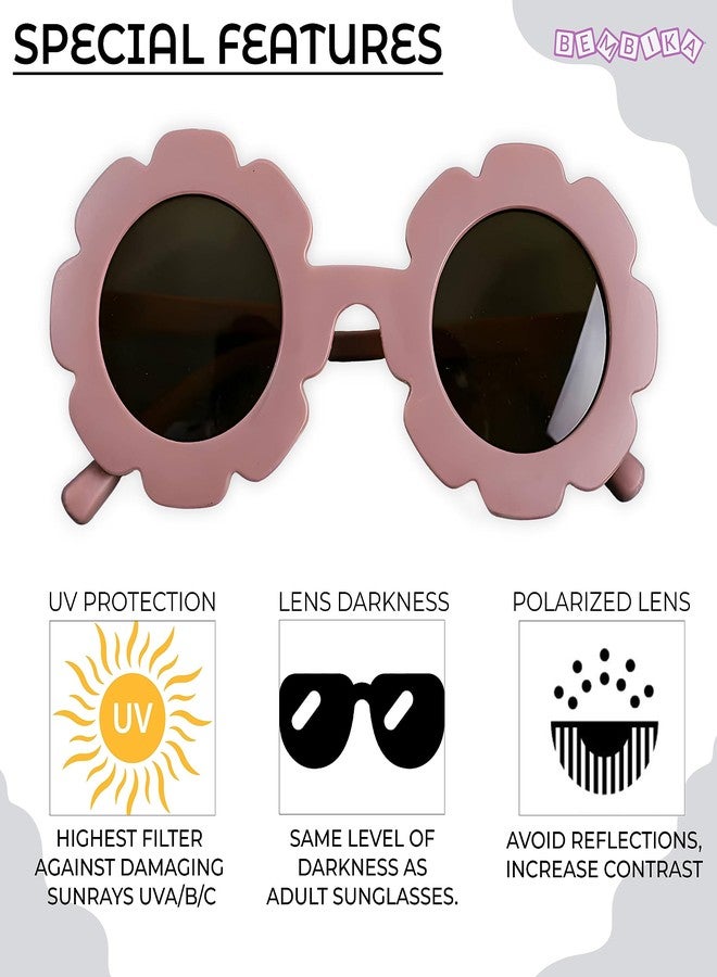 BEMBIKA Fashionable Sunglasses for Kids Baby Girls and Baby Boys, Stylish Eyewear for Kids Flower Design Glasses for Kids Fancy Style Goggles (Flower Dusky Rose) - Image 4