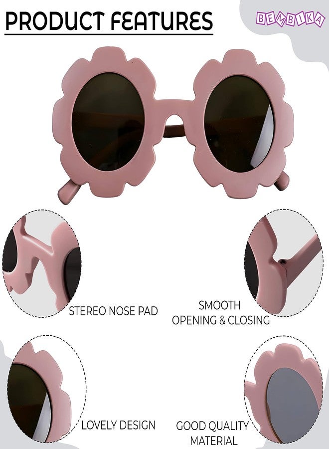 BEMBIKA Fashionable Sunglasses for Kids Baby Girls and Baby Boys, Stylish Eyewear for Kids Flower Design Glasses for Kids Fancy Style Goggles (Flower Dusky Rose) - Image 3