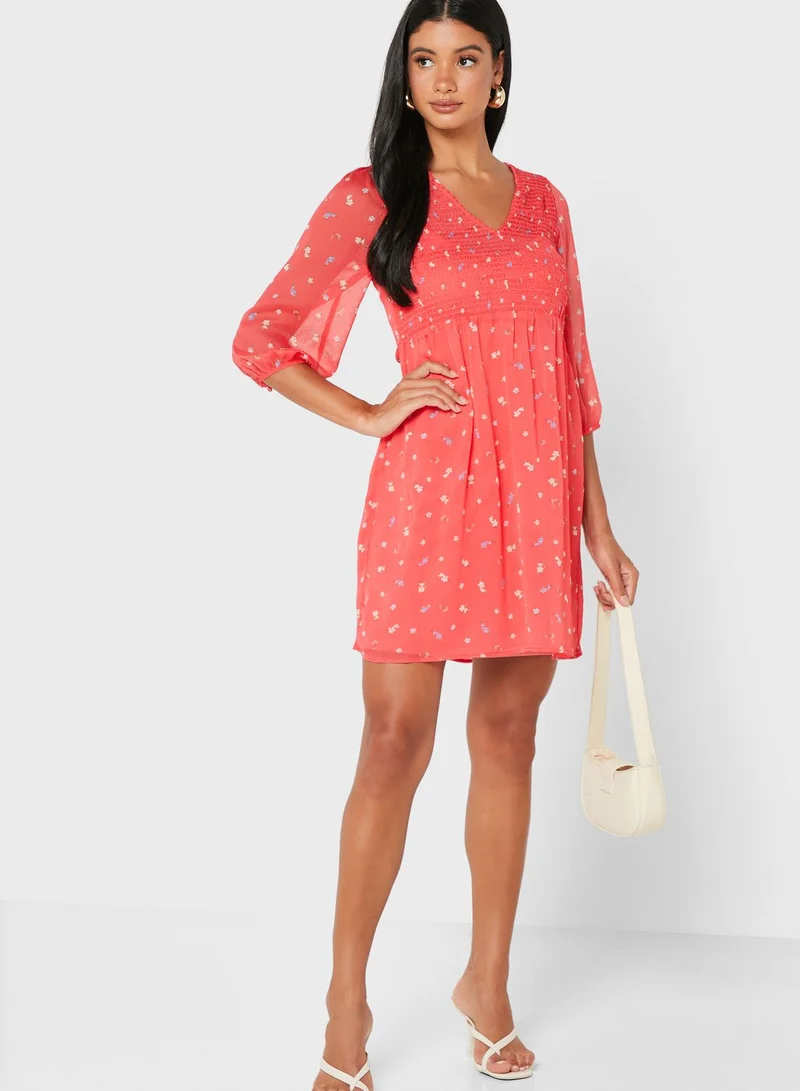 NEW LOOK Balloon Sleeve Printed Dress