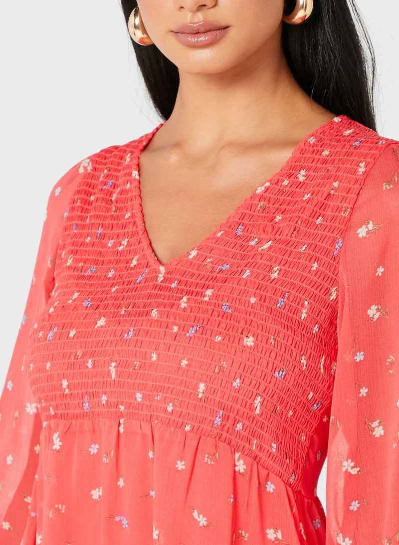 NEW LOOK Balloon Sleeve Printed Dress