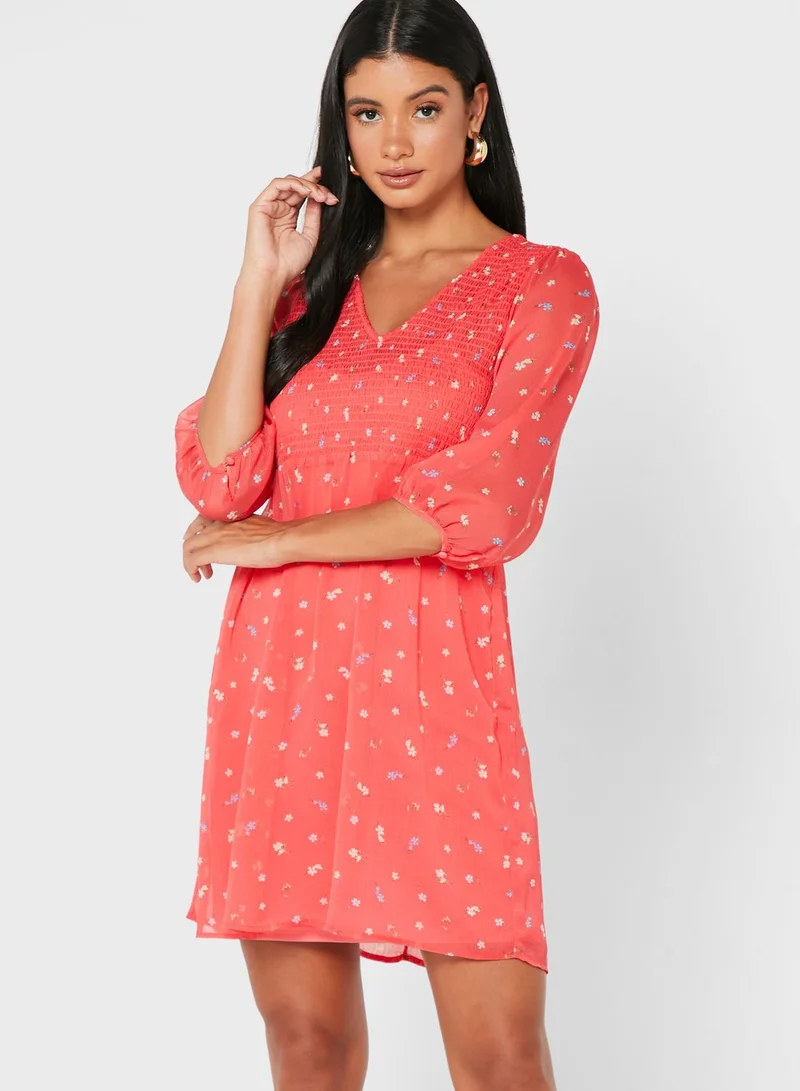 NEW LOOK Balloon Sleeve Printed Dress