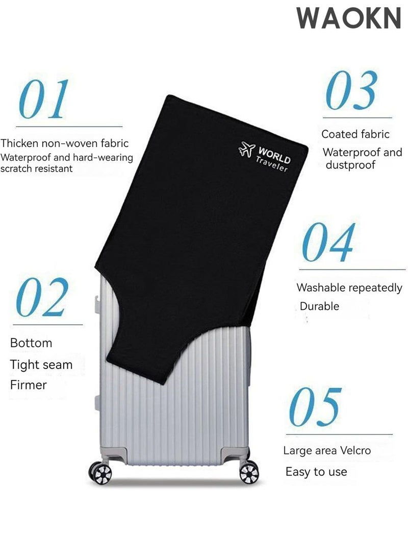 دبليو أيه أو كي أن مجموعة أغطية أمتعة مكونة من 3 قطع - واقي حقيبة سفر عالمي مقاوم للخدش لحقائب مقاس 24، 28، 29-30 بوصة - نسيج مرن متين مع فتحات للعجلات والمقبض - تصميم فتحة علوية لسهولة الوصول إلى المطار (أسود) - Image 4