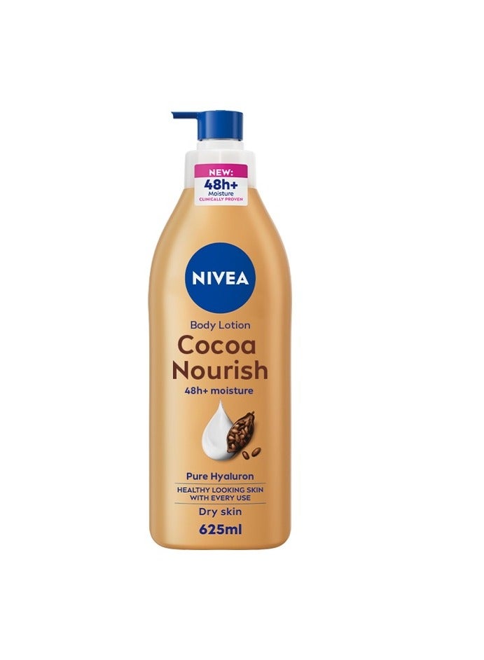 Nivea Cocoa Nourish Body Lotion, Vitamin E, Dry Skin 625ml - Image 1