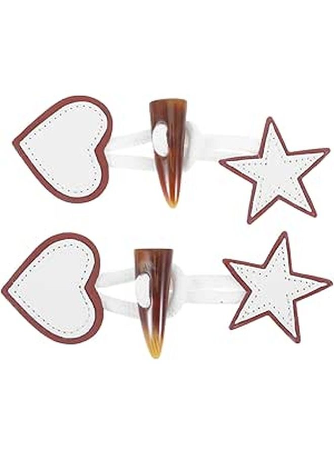 Vintage PU Toggle Buttons Heart Star Pattern Resin Horn Design Sew On Fasteners - Image 1