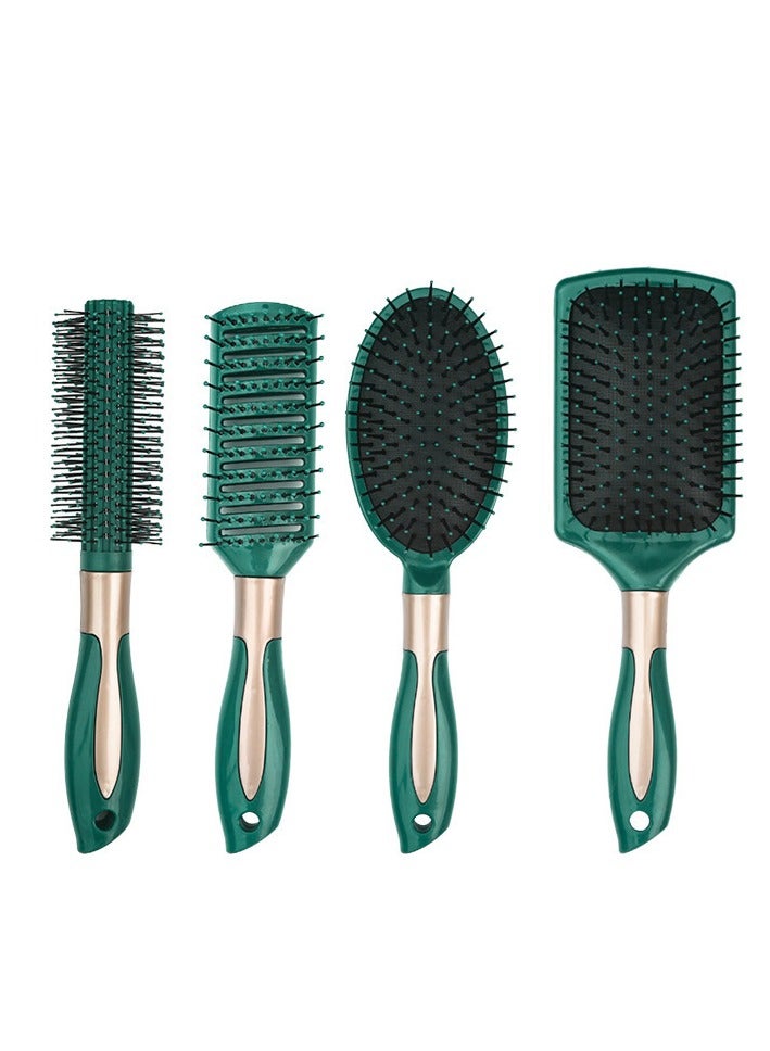 مجموعة فرش الشعر الاحترافية المكونة من 4 قطع للتسريح والتصفيف والتجفيف - تشمل الفرشاة المستديرة، والفرشاة المسطحة، وفرشاة التهوية، والفرشاة المنحنية.