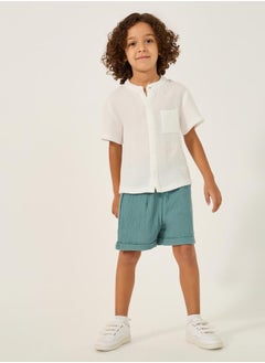 Styli Mandarin Collar Shirt and Shorts Set  - Image 2